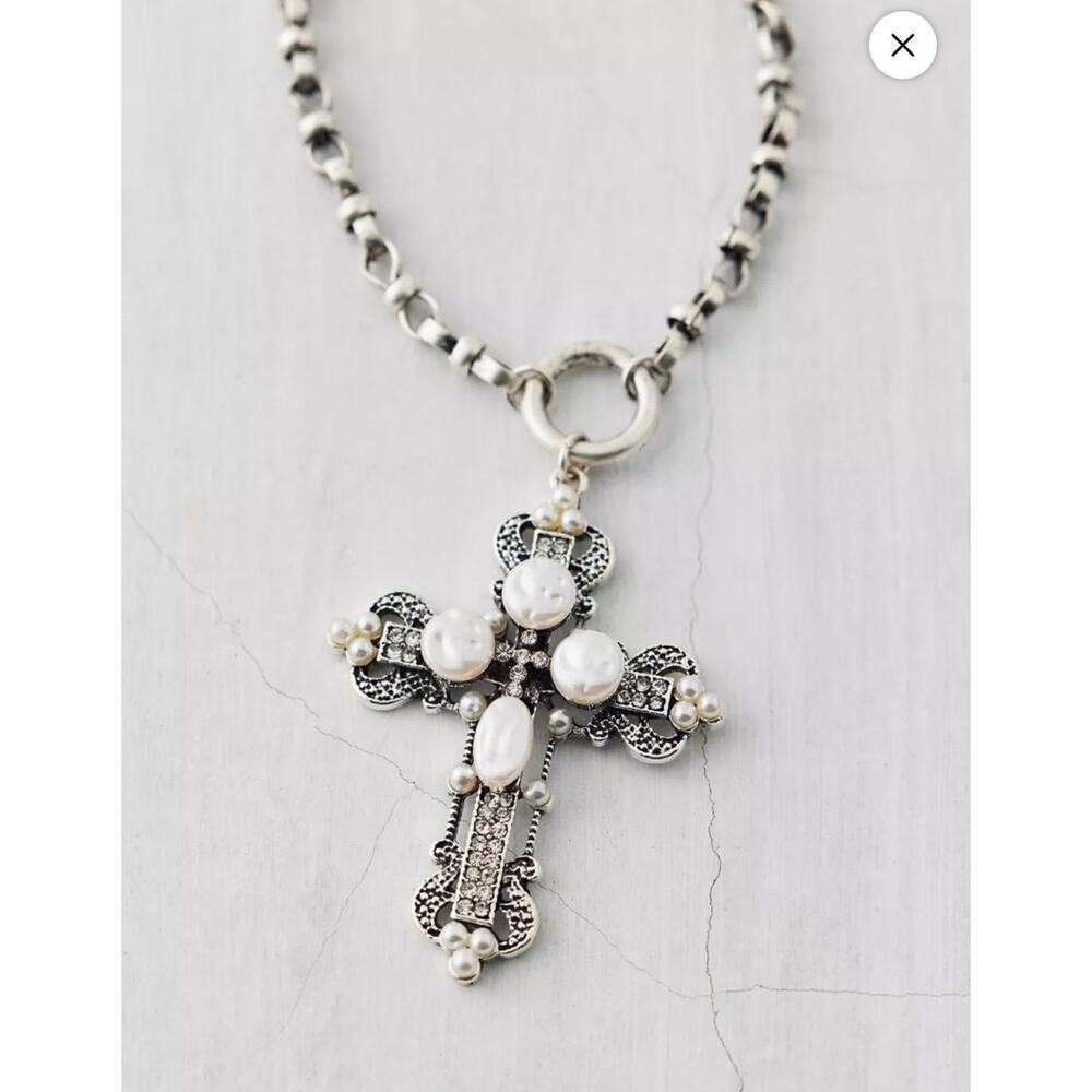 Urban Outfitters | Caterina Pearl Cross Pendant Necklace
